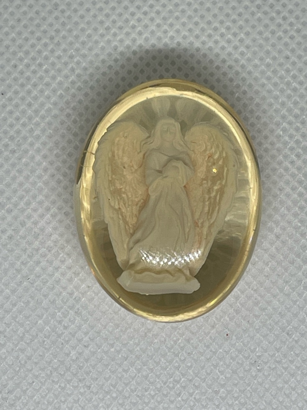 Vintage Pocket Angel in Lucite Token Catholic Prayer Amulet Christian Keepsake